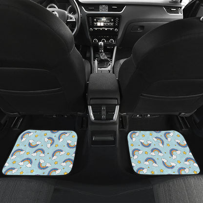 Rainbow Cloud Print Pattern Car Floor Mats Front Back
