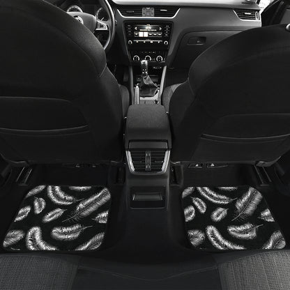 Feather Black White Design Print Car Floor Mats Front Back