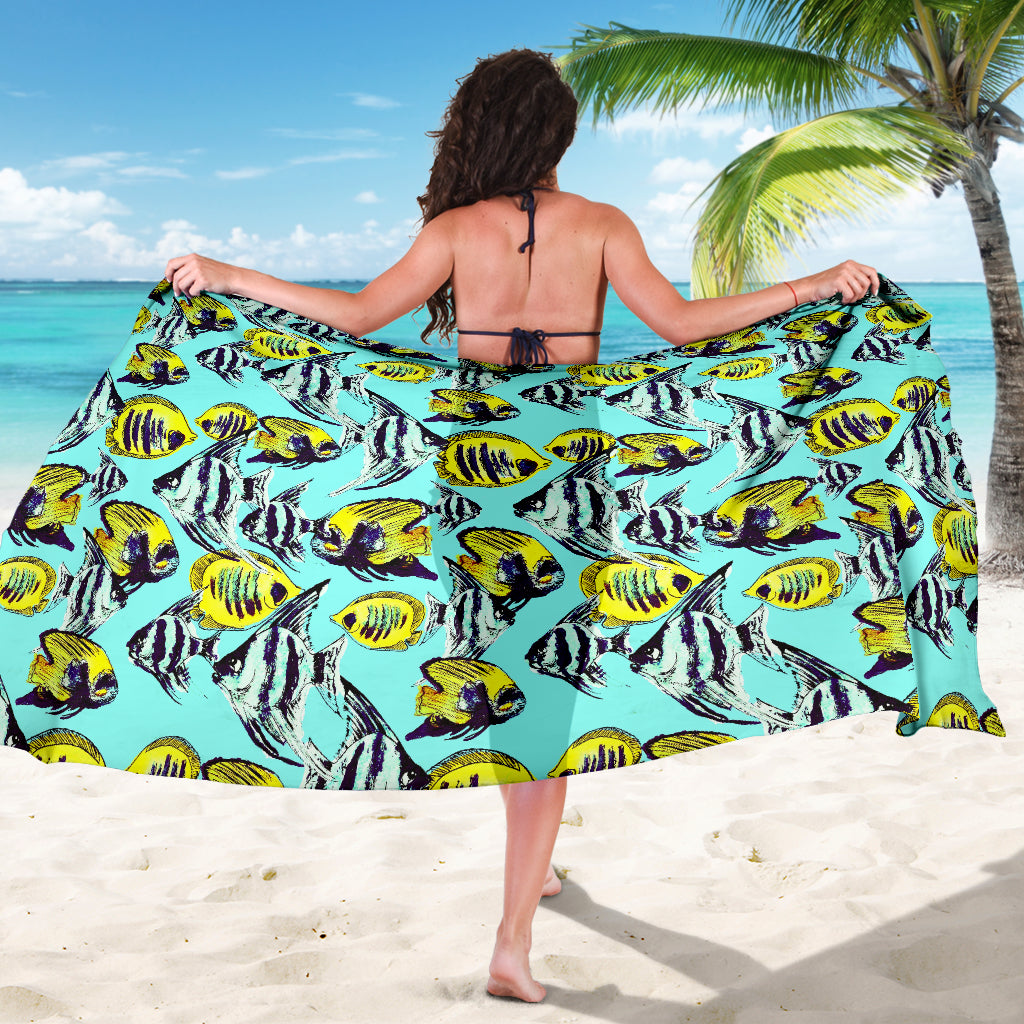 Angelfish Pattern Print Design 02 Sarong Pareo Wrap