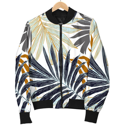 Colorful Tropical Palm Leaves Men Bomber Jacket