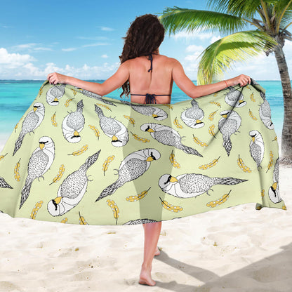 Parakeet Pattern Print Design A03 Sarong Pareo Wrap
