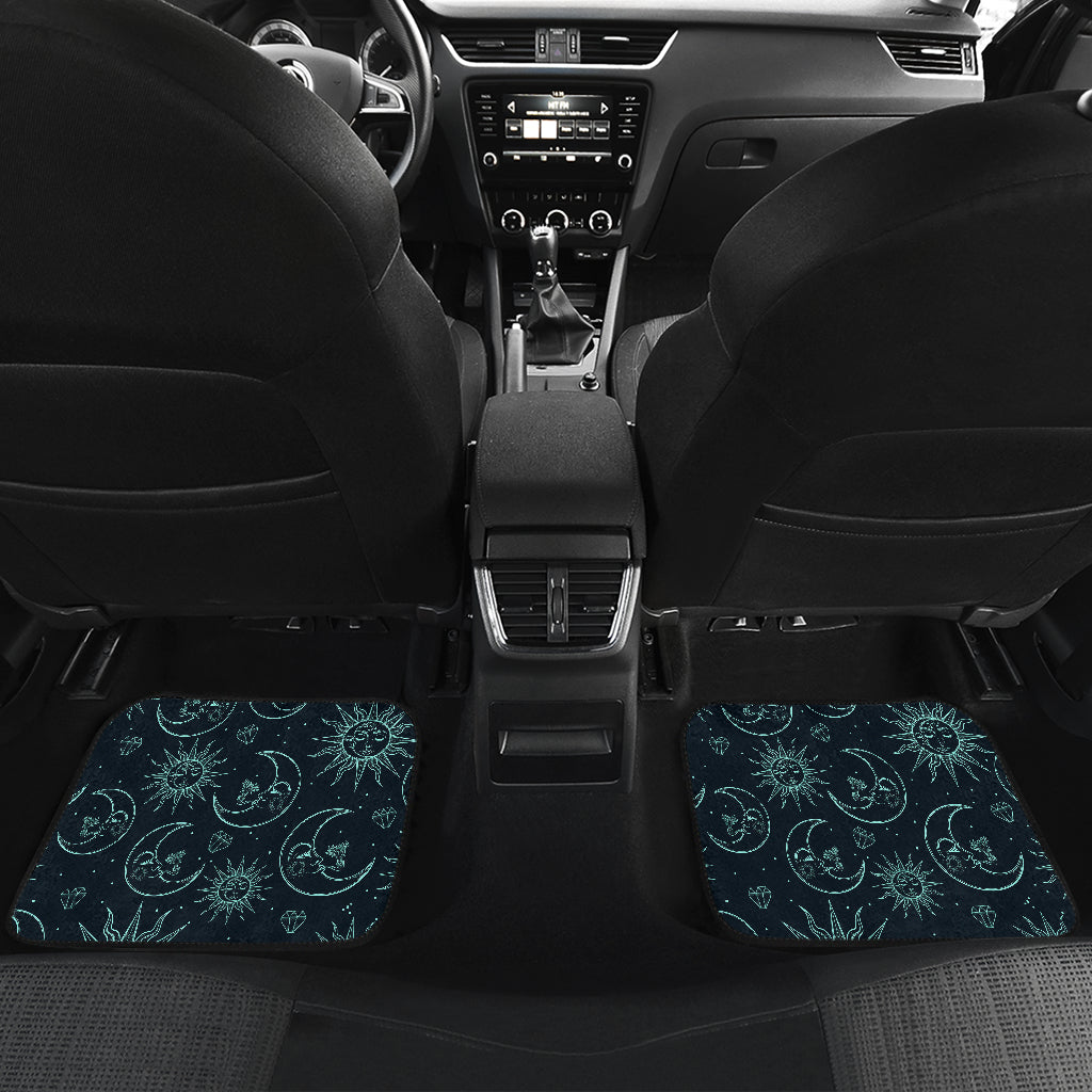 Sun Moon Magic Design Themed Print Car Floor Mats Front Back