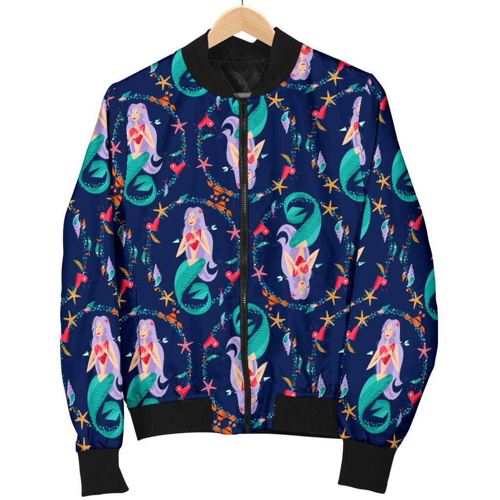 Mermaid Girl Cute Design Print Men Bomber Jacket