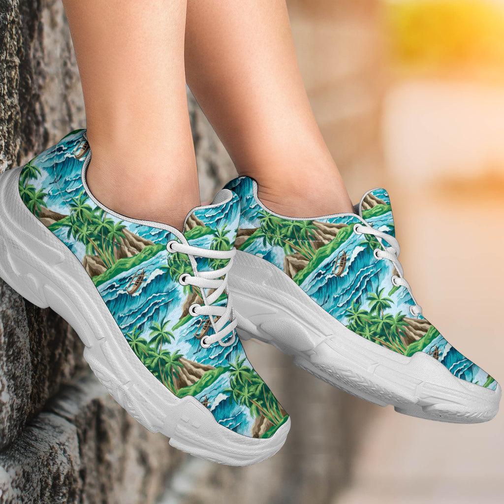 Palm Tree Hawaiian Themed Design Print Chunky Sneakers