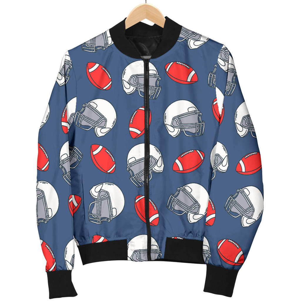 American Football Helmet Design Pattern Men Bomber Jacket