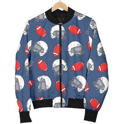 American Football Helmet Design Pattern Men Bomber Jacket