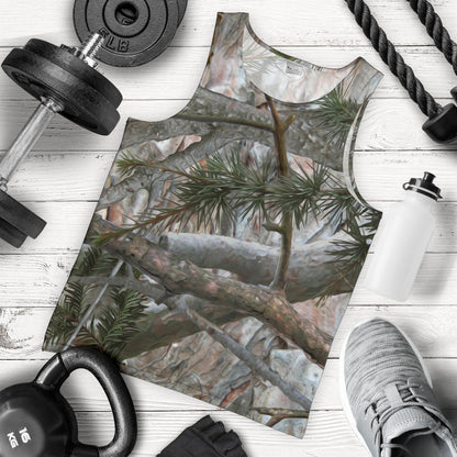Camo Realistic Tree Forest Pattern Men Tank Top