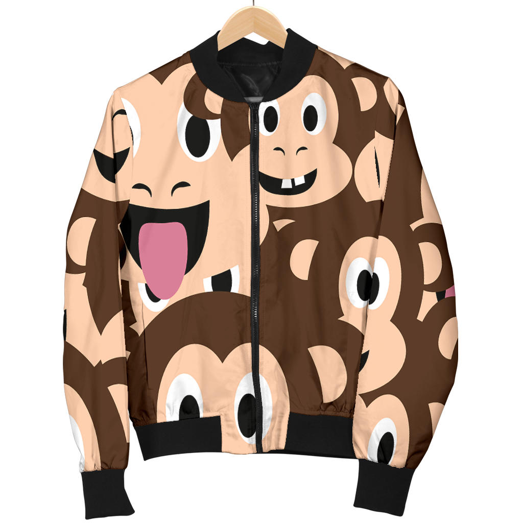 Emoji Monkey Print Pattern Men Bomber Jacket