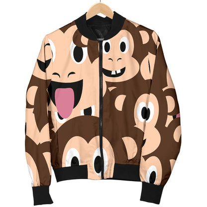 Emoji Monkey Print Pattern Men Bomber Jacket