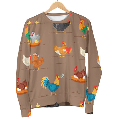 Chicken Happy Print Pattern Men Long Sleeve Sweatshirt