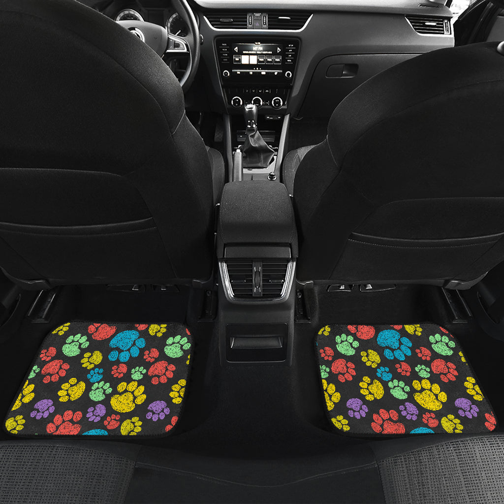 Paw Colorful Print Car Floor Mats Front Back