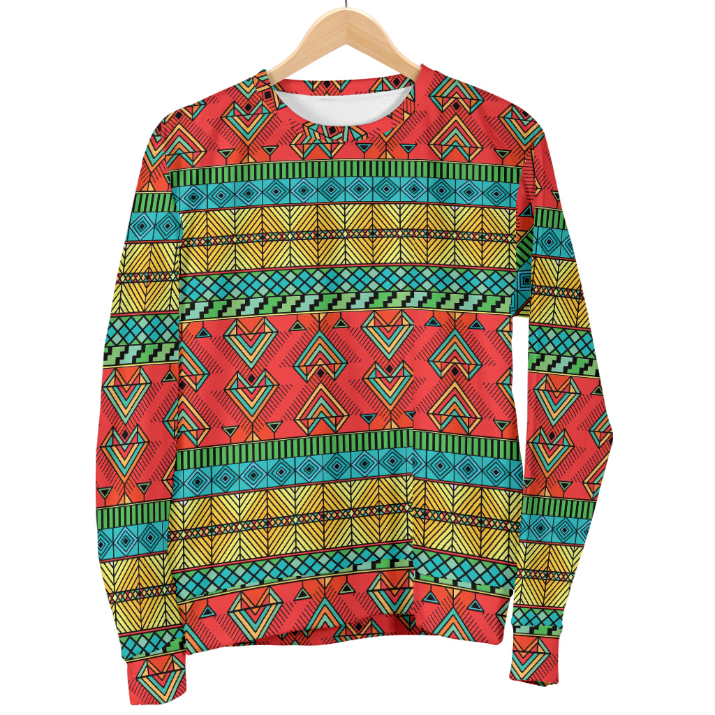 African Colorful Zigzag Print Pattern Women Long Sleeve Sweatshirt