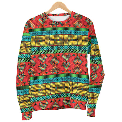 African Colorful Zigzag Print Pattern Women Long Sleeve Sweatshirt