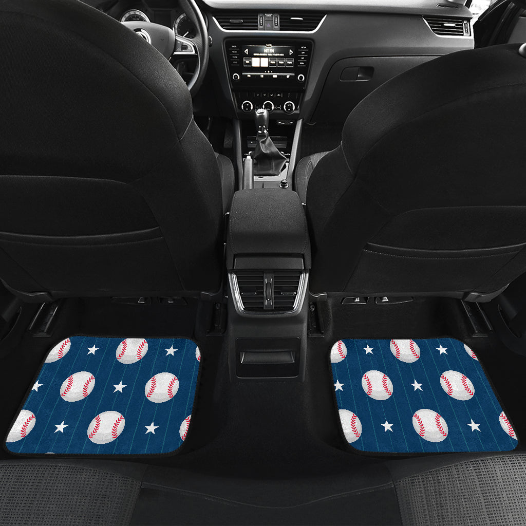Baseball Star Print Pattern Car Floor Mats Front Back