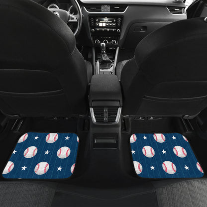 Baseball Star Print Pattern Car Floor Mats Front Back