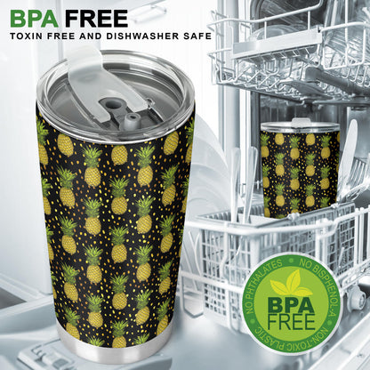 Pineapple Gold Dot Themed Print Tumbler