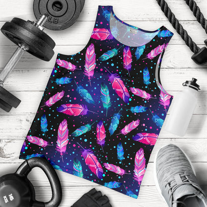 Feather Colorful Boho Design Print Men Tank Top