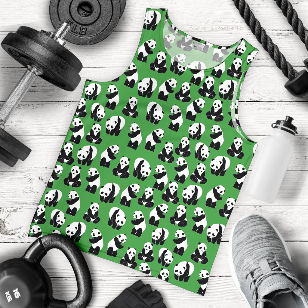 Panda Bear Pattern Themed Print Men Tank Top