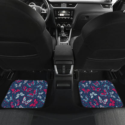Butterfly Red Deep Blue Print Pattern Car Floor Mats Front Back