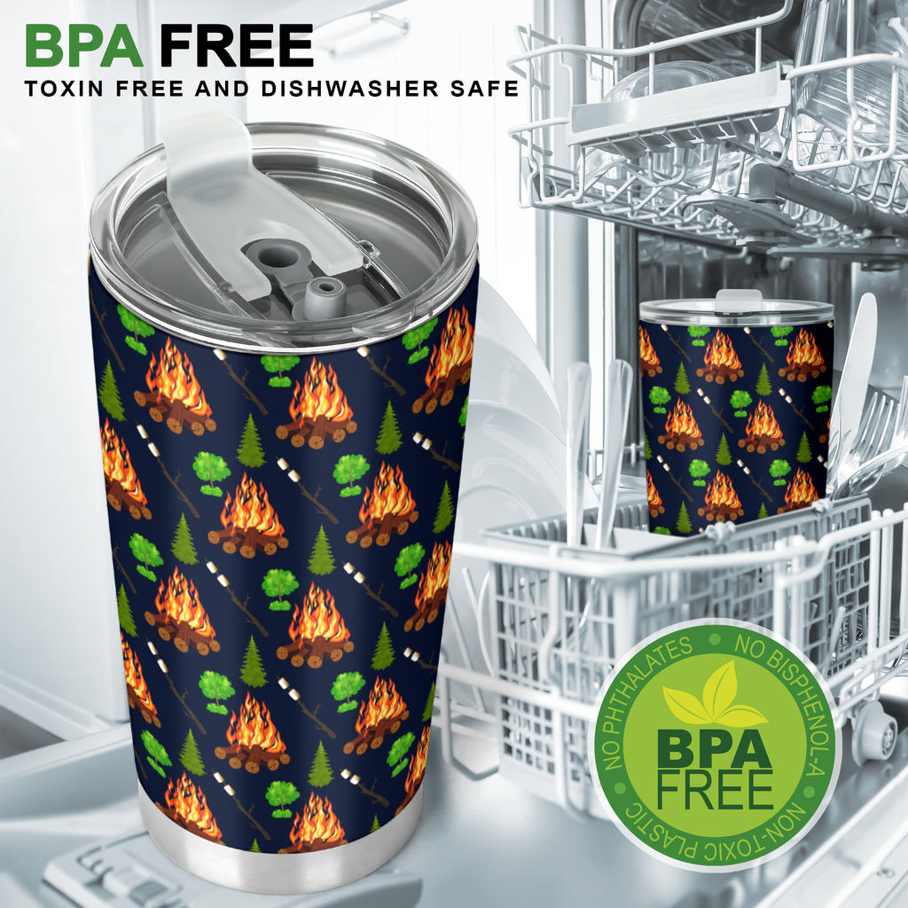 Camfire marshmallow Camping Design Print Tumbler