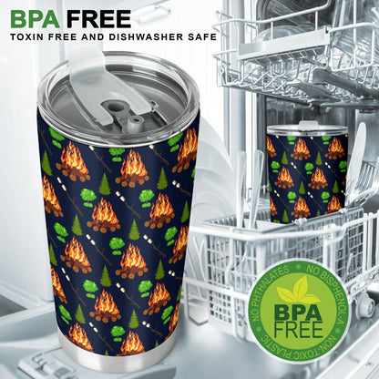 Camfire marshmallow Camping Design Print Tumbler