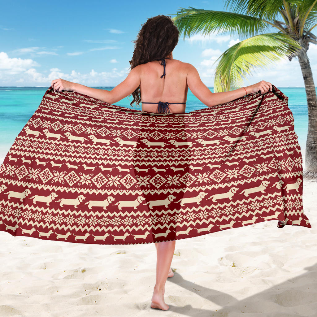 Dachshund Pattern Print Design 09 Sarong Pareo Wrap
