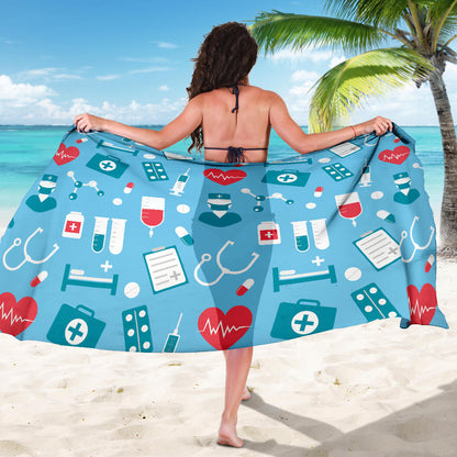 Nurse Pattern Print Design A03 Sarong Pareo Wrap