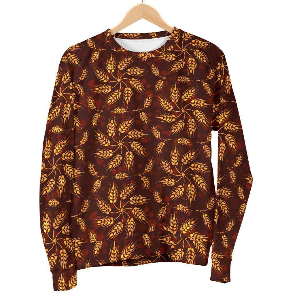 Agricultural Brown Wheat Print Pattern Women Long Sleeve Sweatshirt