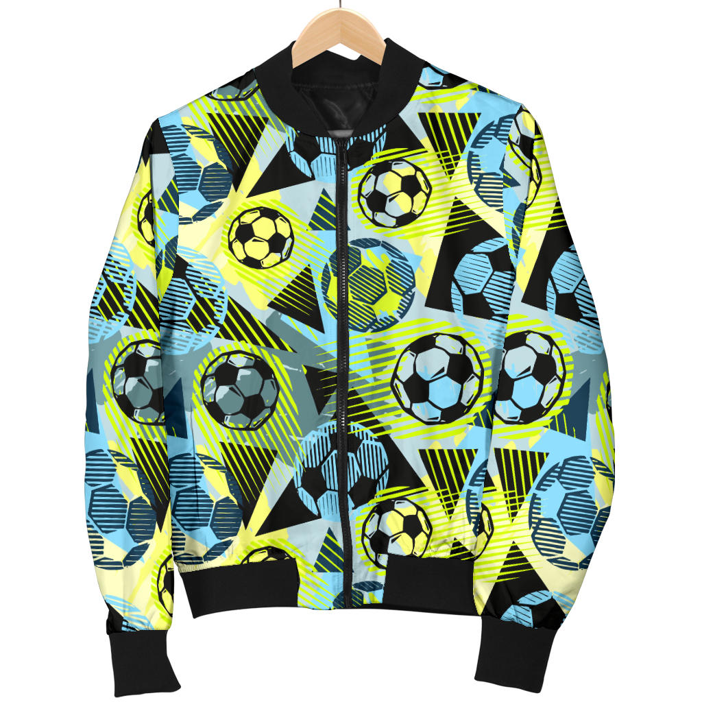 Soccer Ball Themed Print Design Men Bomber Jacket