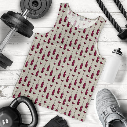 Wine Bottle Pattern Print Men Tank Top