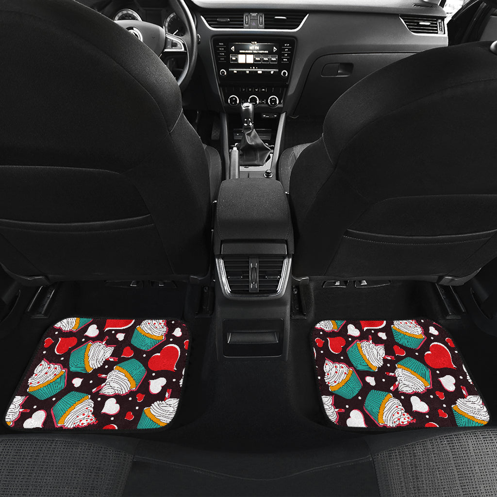 Cupcakes Heart Print Pattern Car Floor Mats Front Back