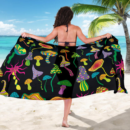 Psychedelic Mushroom Pattern Print Design A02 Sarong Pareo Wrap