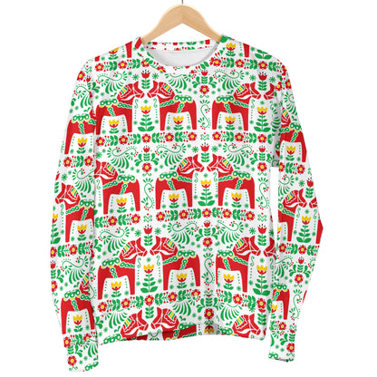 Swedish Dala Style Pattern Women Long Sleeve Sweatshirt