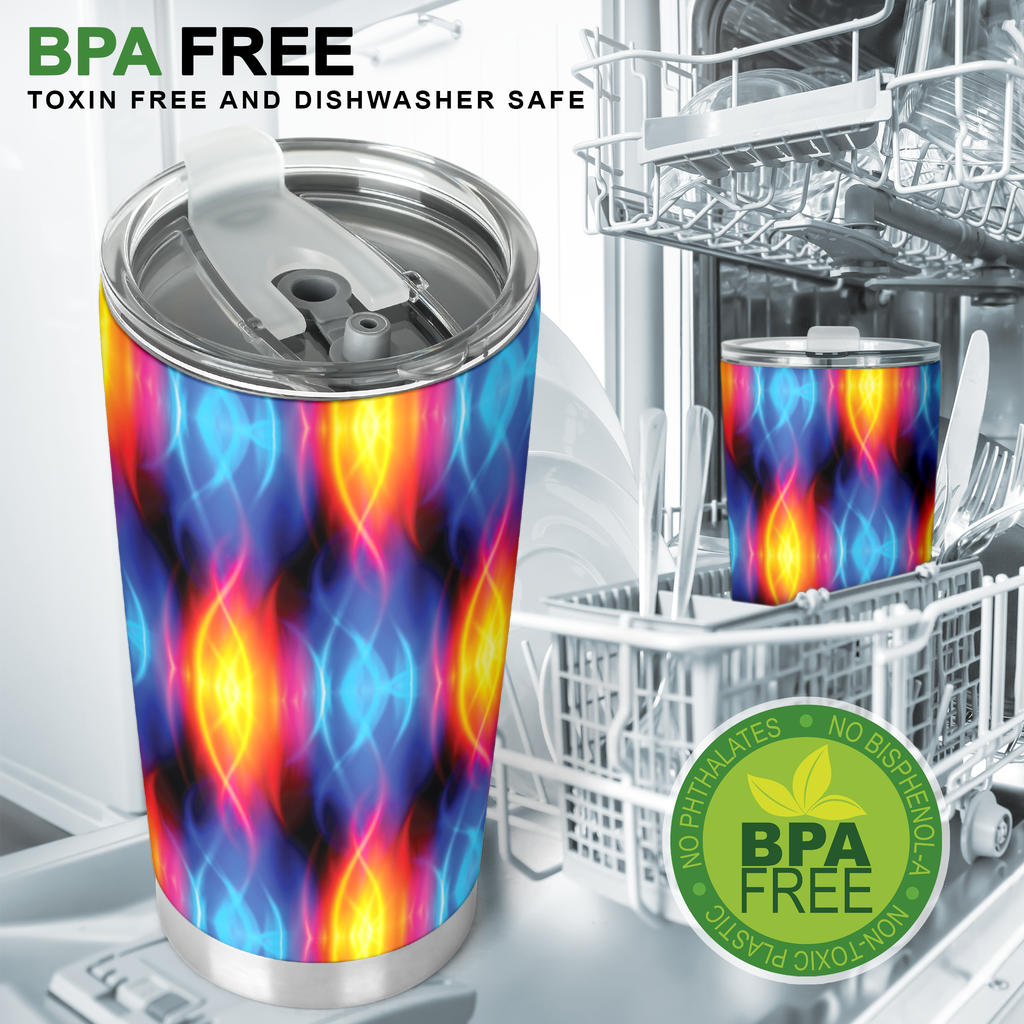 Flame Fire Blue Design Print Tumbler