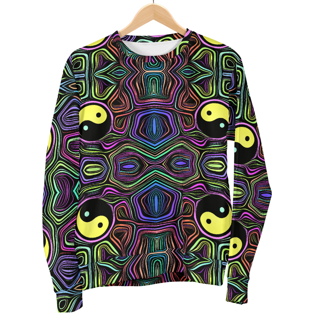 Yin Yang Neon Color Design Print Women Long Sleeve Sweatshirt