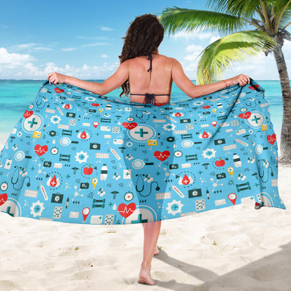Medical Pattern Print Design 06 Sarong Pareo Wrap