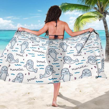 Manatee Baby Pattern Print Design 03 Sarong Pareo Wrap