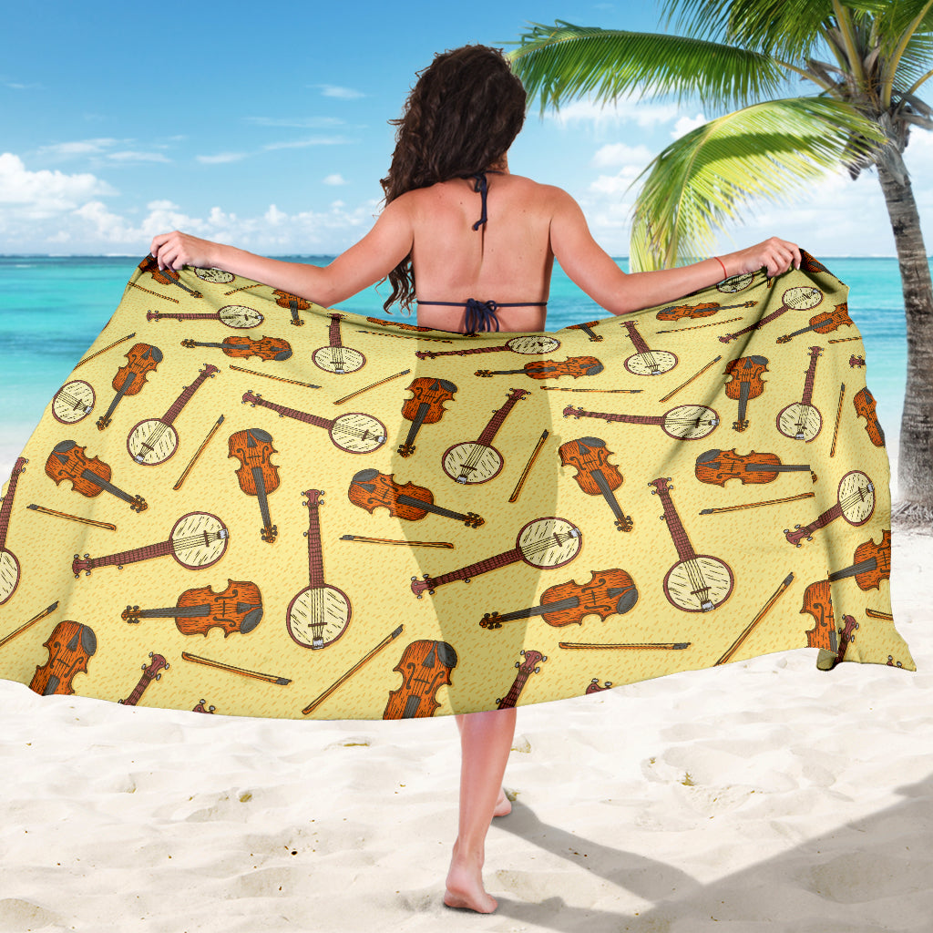 Banjo Violin Pattern Print Design 01 Sarong Pareo Wrap