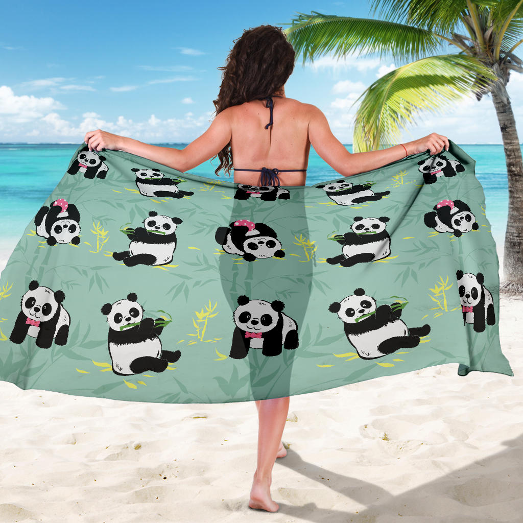 Panda Pattern Print Design A05 Sarong Pareo Wrap