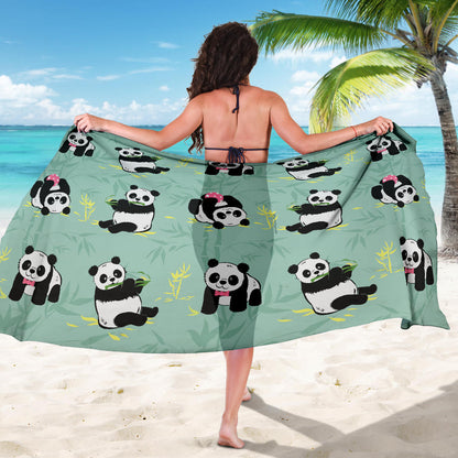 Panda Pattern Print Design A05 Sarong Pareo Wrap