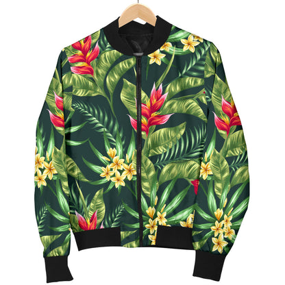 Tropical Folower Red Heliconia Print Men Bomber Jacket