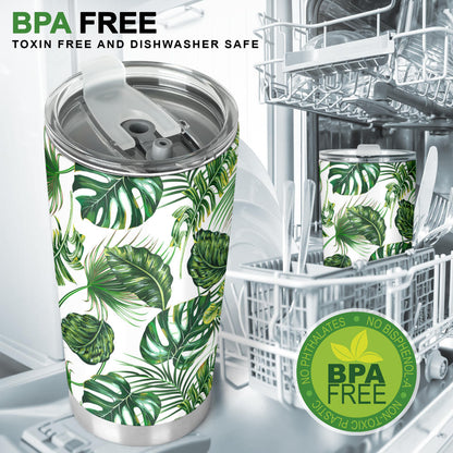 Green Pattern Tropical Palm Leaves Tumbler