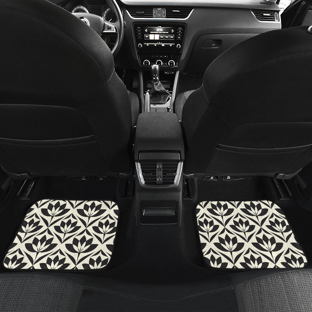 Lotus Pattern Print Car Floor Mats Front Back