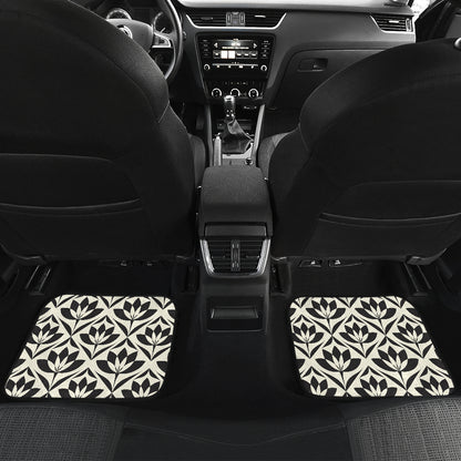 Lotus Pattern Print Car Floor Mats Front Back