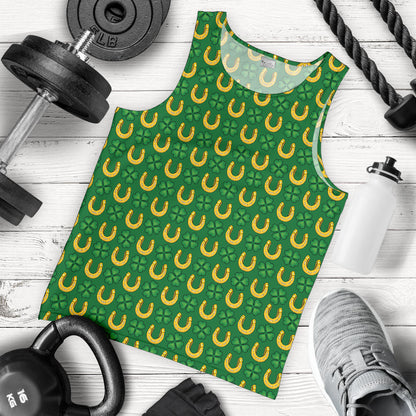 Shamrock Horseshoes Print Pattern Men Tank Top