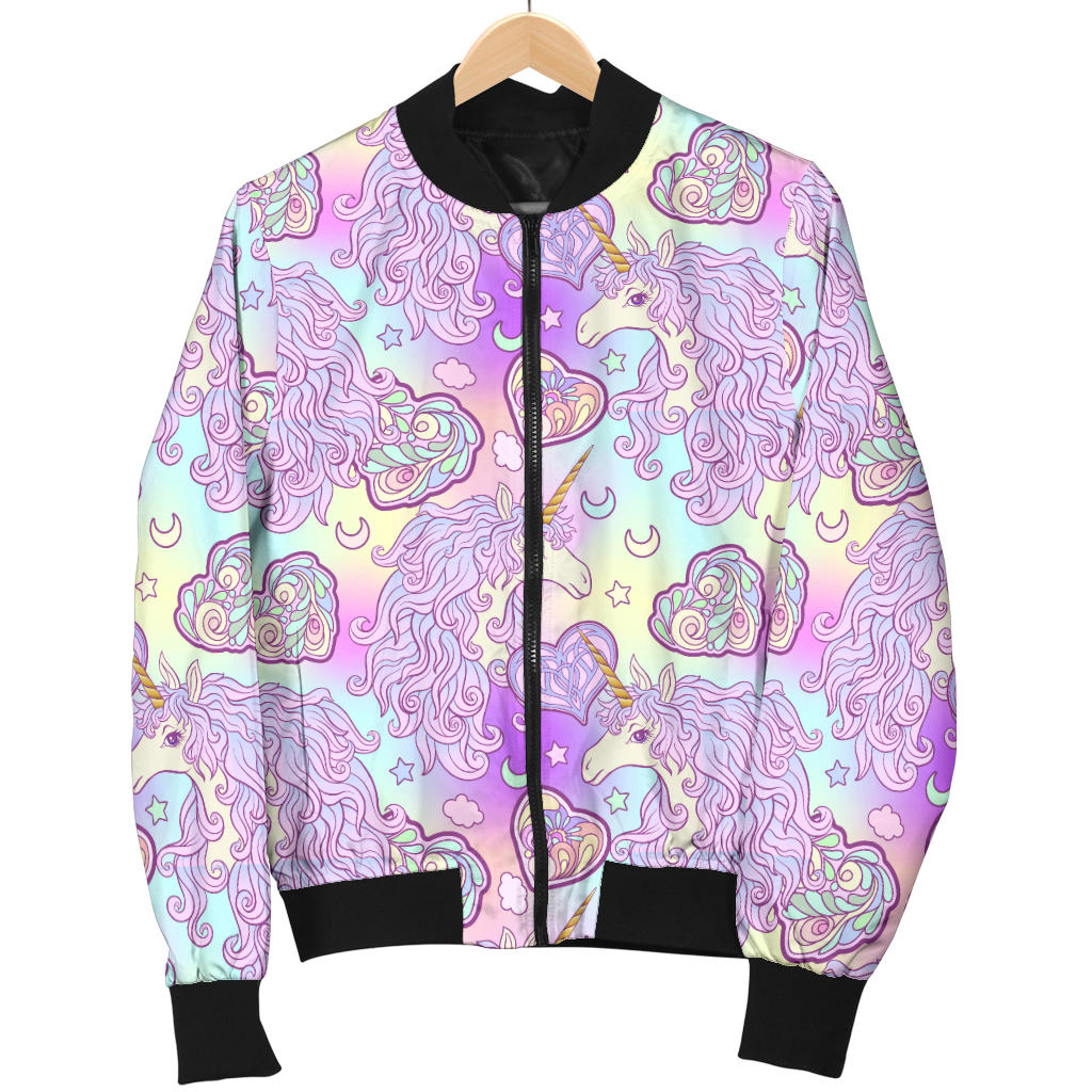 Unicorn Rainbow Star Heart Print Men Bomber Jacket