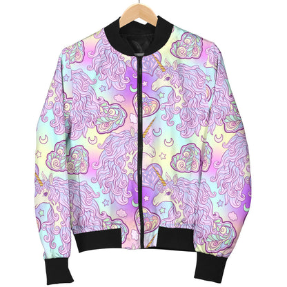 Unicorn Rainbow Star Heart Print Men Bomber Jacket