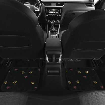 Black Cat Face Print Pattern Car Floor Mats Front Back