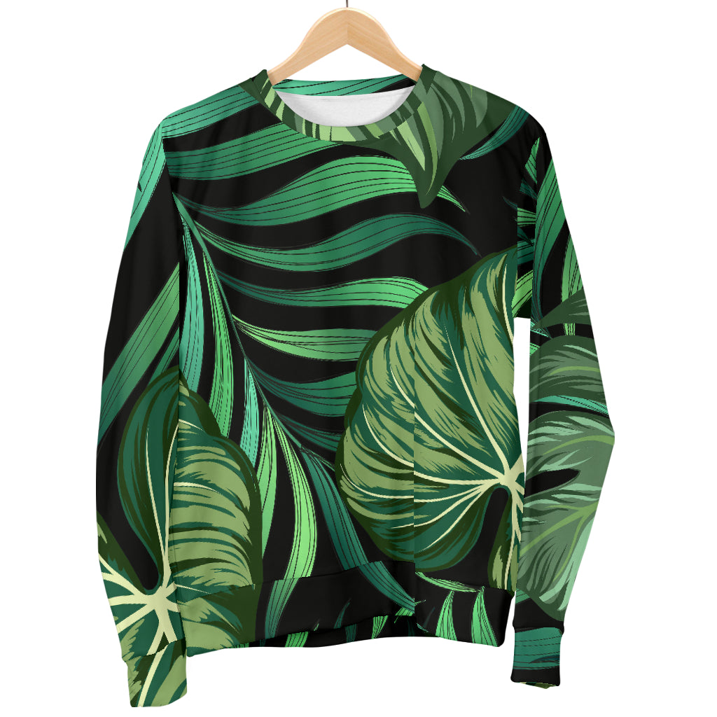 Green Fresh Tropical Palm Leaves Men Long Sleeve Sweatshirt