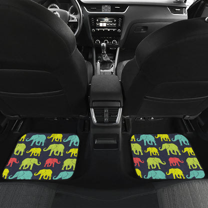 Elephant Neon Color Print Pattern Car Floor Mats Front Back